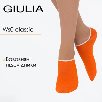 Классические женские носки Giulia WS0 CLASSIC 36/40 оранжевые Orange light, хлопковые тонкие короткие