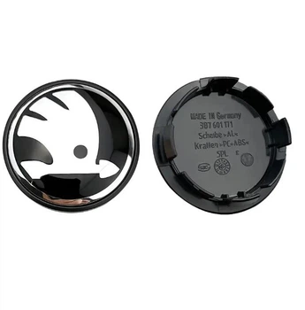 Колпак колеса Skoda хром+черный 65 мм пластик 1шт OEM 3B7601171 (колпачок, заглушка диска)