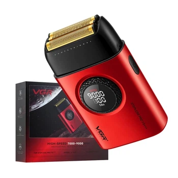 Электробритва VGR V-378 RED — шейвер с двойным лезвием и триммером, регулировка мощности 7000–9000 об/мин (12278)