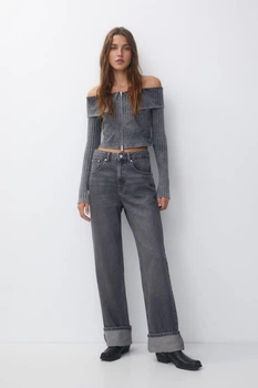 Джинси Pull & Bear сірий WIIQJ714 32
