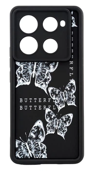 Чехол Shock Case Print для Infinix Note 40 Pro Plus 5G (X6851B) бампер силиконовый черный с рисунком бабочки