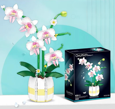 Конструктор 3D квітка Орхідея в горщику Orchirds фігурка міні блоки 616 деталей 24.5x9.6 см (SVS)