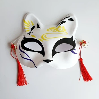 Маска Кіцуне Японської Лисиці Kitsune чорно-жовта 18х17 см ABC