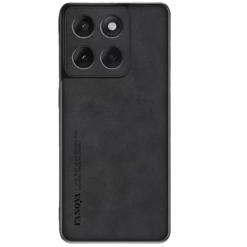 Кожаный чехол Fanoya для Motorola Edge 60 с защитой на камеру black