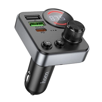 Автомобильное зарядное устройство FM модулятор HOCO E86 Alegria PD30W+QC3.0 48W (2USB-A/1C) (Black) (219732)