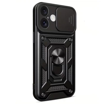 Чехол Primo Shockproof для Apple iPhone 17 - противоударный, с подставкой и шторкой для камеры - Black