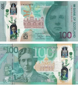 Банкнота 100 фунтів Шотландія 2021 рік полімерна UNC