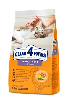 Сухий корм для кішок CLUB 4 PAWS Клуб 4 лапи Premium Indoor 4 in 1 з ягнятком 2 кг