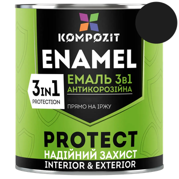 Эмаль антикоррозийная 3 в 1 Kompozit PROTECT черный 2,7 кг