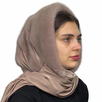 Платок женский норковый Меховой Стиль Паук Какао (001/P)