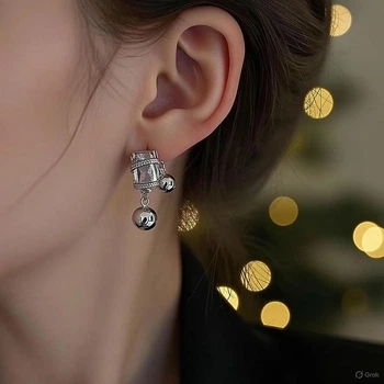 Сережки підвіски з великим каменем Fashion Jewelry сріблясті