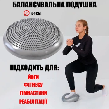 Балансировочная подушка (диск) массажная для йоги и фитнеса (массажер для ног/стоп/тела) OSPORT (OF-0058) Серый