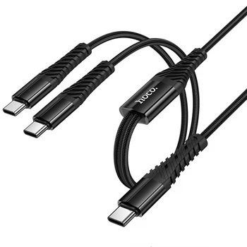 Дата кабель HOCO X123 Victory 2in1 Type-C to Type-C/Type-C 3A (1m) (Black) (243493)