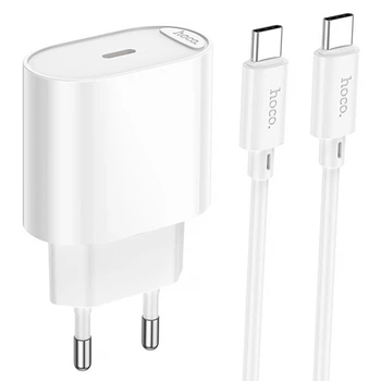 Сетевое зарядное устройство HOCO C109A Fighter PD20W (1USB-C) + кабель Type-C to Type-C (White) (243515)