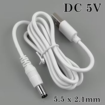 Кабель USB - DC 5V 5.5x2.1mm 80 см White