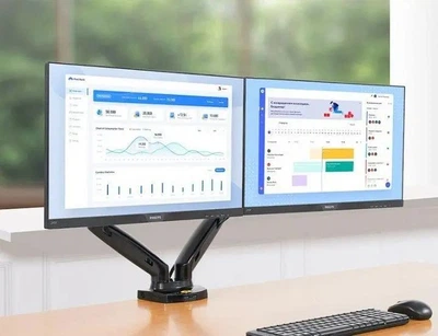 Настольный кронштейн для двух мониторов 535 мм 17"-30" NB F160 с поворотом на 360° и нагрузкой до 9 кг, алюминиевый