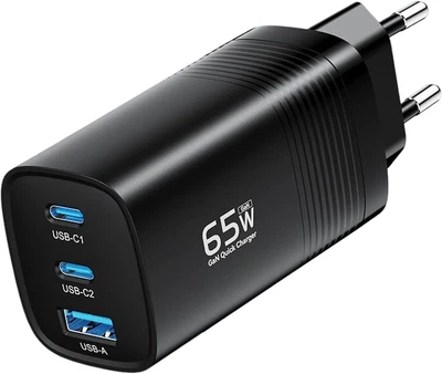 Зарядное устройство ASOMETECH RCE-6501 65Wmax GAN (PPS, PD3.0, QC4+) порты 2TypeC + 1USB Black (43616)