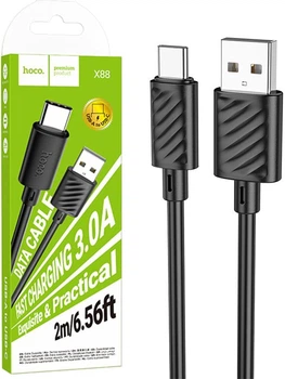 Интерфейсный кабель Hoco X88 3A USB - TypeC 2m Black (43556)