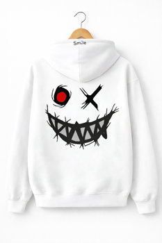 Чоловіче худі з принтом Smile Chaos, Білий, S