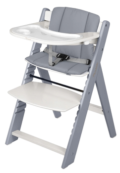 Krzesełko do karmienia Nukido Nelo drewniane Biało-szare (5903890630638)