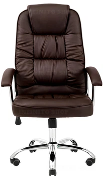Офісне, комп'ютерне крісло Infinito Premium Comfort Brown з механізмом гойдання TILT та хромованою хрестовиною (до 120 кг)
