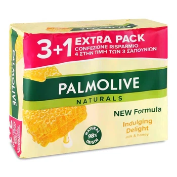 Мило туалетне Palmolive Naturals Indulging Delight з молоком та медом 3+1 шт х 90 г (360 г)