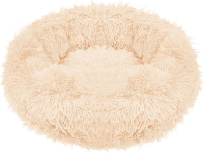 Лежак для собак та котів Springos плюшевий 90 см Кремовий PA0118 (5907719411675)