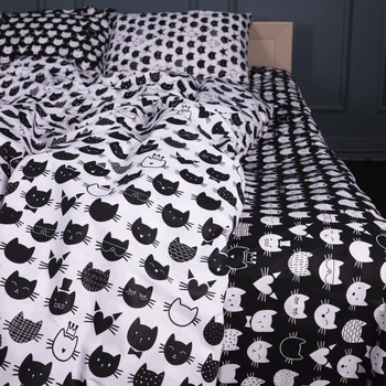 Простынь MirSon Бязь 17-0673 Monochrome Meows 150 х 220 см (2200010184457)