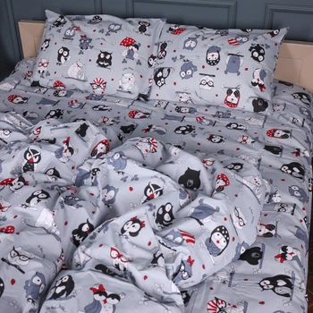 Комплект постільної білизни MirSon Бязь 17-0672 Silver Owlets 2 x 160 x 220 см (2200010183122)
