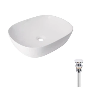 Комплект Qtap Aquarius: Раковина накладна прамокутна 465x375x115 мм White + Донний клапан PU02