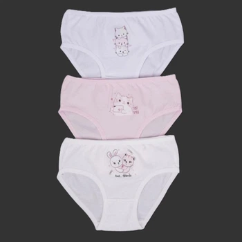 Трусики для девочки Katamino Bebish Набор 3 пары Белые/ Молочные/ Розовые 110-116 / 5-6 лет