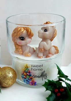 Свічка ручної роботи Коники в стакані Символ року 2026 HandMade