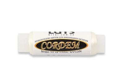 Нитка бисерная CORDEM 60, белая, 75м - монокордовая нить для бисера и бисероплетения