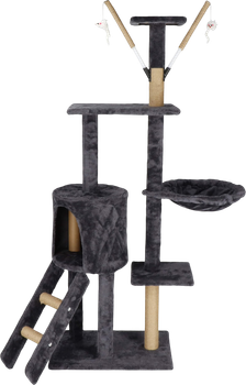 Кігтеточка для кота Springos з іграшкою 6-рівнева Графітово-коричнева PA1046 (5907719457680)