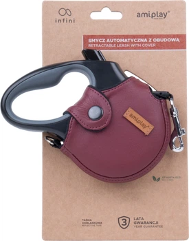Автоматичний повідець для собак Amiplay Infini з корпусом New York M 500 см Бордовий (5907563271845)