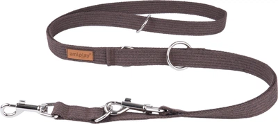 Smycz regulowana dla psów Amiplay Cotton 6 w 1 M 100 - 200 cm Brązowa (5907563222977)