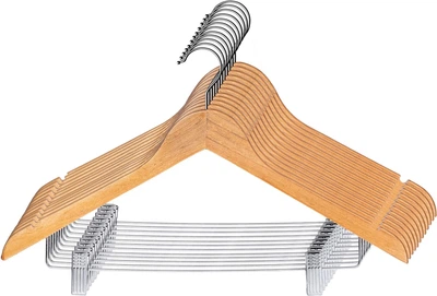 Набір вішалок для одягу Kadax 9565 дерев'яні із затискаами 12 шт K299 (5902730385387)