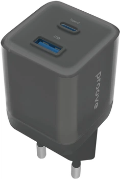 Сетевое зарядное устройство Proove Pure GaN Plus 30W Type-C + USB Black (600710001)