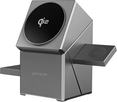 Беспроводное зарядное устройство Proove Iron Hide 3 in 1 Qi2 Gray (589910010)