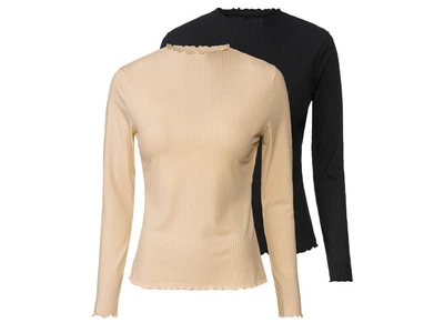 Футболка-лонгслів в рубчик набір 2 шт. для жінки Esmara LYCRA® 437378-1 L Різнобарвний