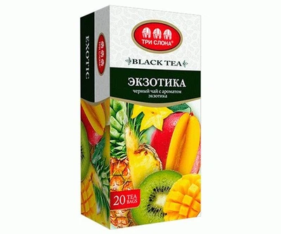 Чай Три Слона Чорний Екзотика у пакетиках (20 шт.х1.5 г) без ярликів