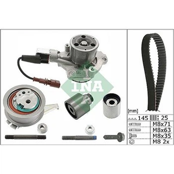 Ремінь ГРМ компл. + помпа Audi 1.6/2.0 TDI A3/A4/A5 12-20/ Q2/Q5 16-/ Man TGE 2.0 TDI 17-/ Skoda 1.6/2.0 TDI Kamiq/Karoq/Kodiaq/Octavia/Skala 12-/ VW 1.6/2 Crafter/Golf/T-Roc/T6/Tiguan/Touran 14- Ina (530069930)
