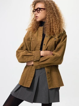 Вельветова куртка жіноча Uniqlo 250745973 M Коричнева (1159850538)