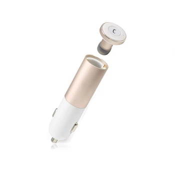 Гарнитура зарядка Remax RB-T11С bluetooth V4.0 2USB 2.1А/1А Gold (00000000479)