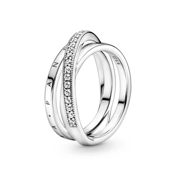 Кольцо Pandora тройное с паве 199057C01 54