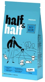 Сухой корм для щенков всех пород Half&Half Puppy с говядиной 12 кг (20710)