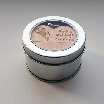 USB флешка Shandian сердце деревянное в металлической коробке, 16GB