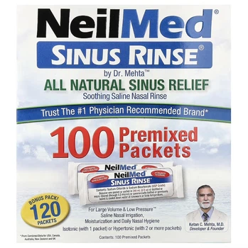 Натуральний засіб для промивання носа, NeilMed, Sinus Rinse, 100 пакетиків із готовою сумішшю