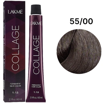 Устойчивая краска для волос Lakme Collage Creme Hair Color 55/00 Светло-каштановый интенсивный 60 мл