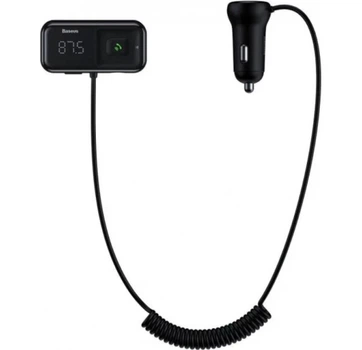 FM-модулятор Baseus T-Shaped S-16 (Bluetooth 5.0 / 2xUSB / AUX / MicroSD) Black
